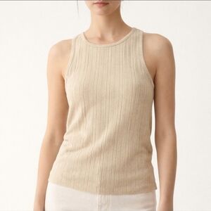 H&M Ribbed Knit Tank Top Beige Neutral Sleeveless Size S NWT